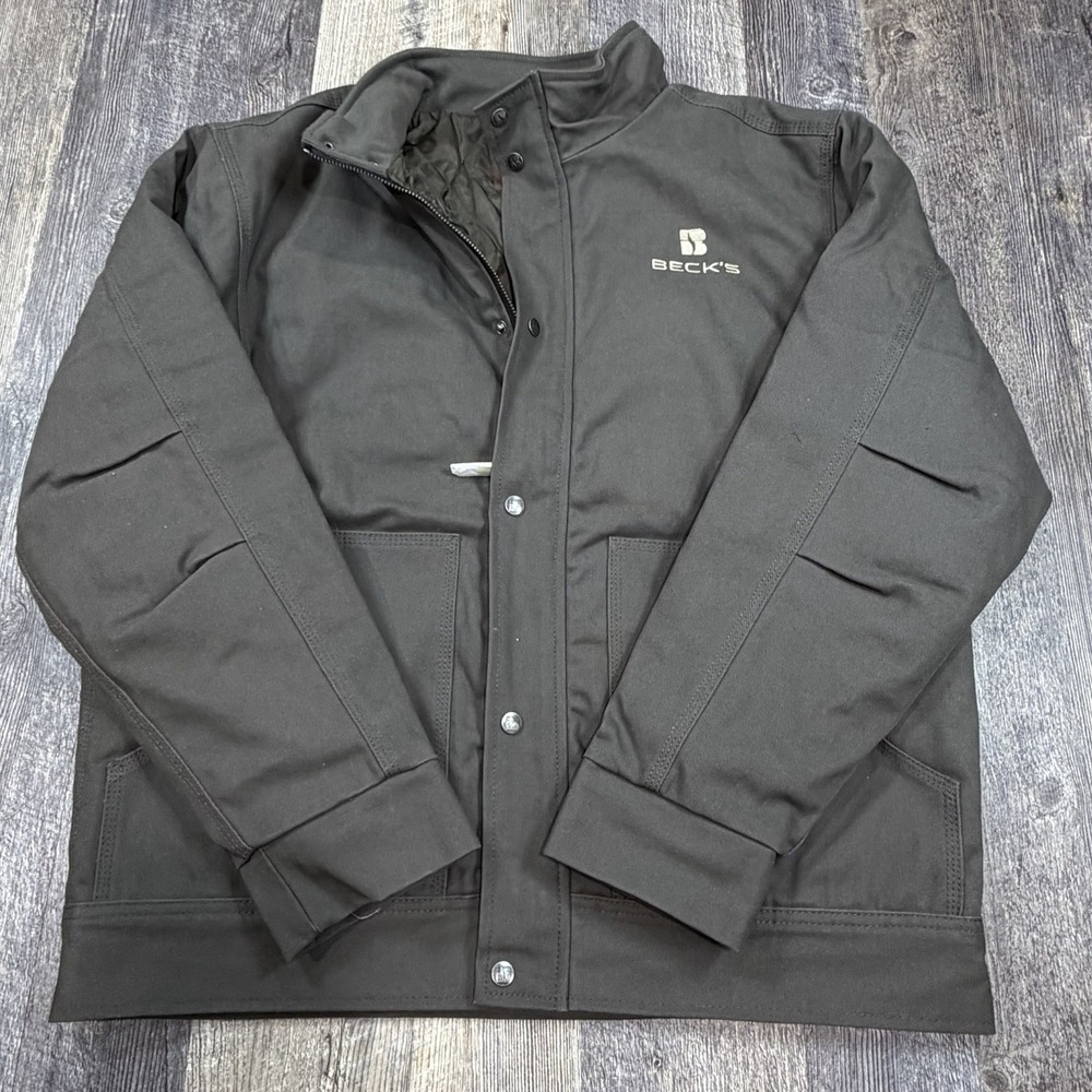 Becks Farmers at Heart Insulated Quilt Lined Canvas Work Jacket Brown Mens Large